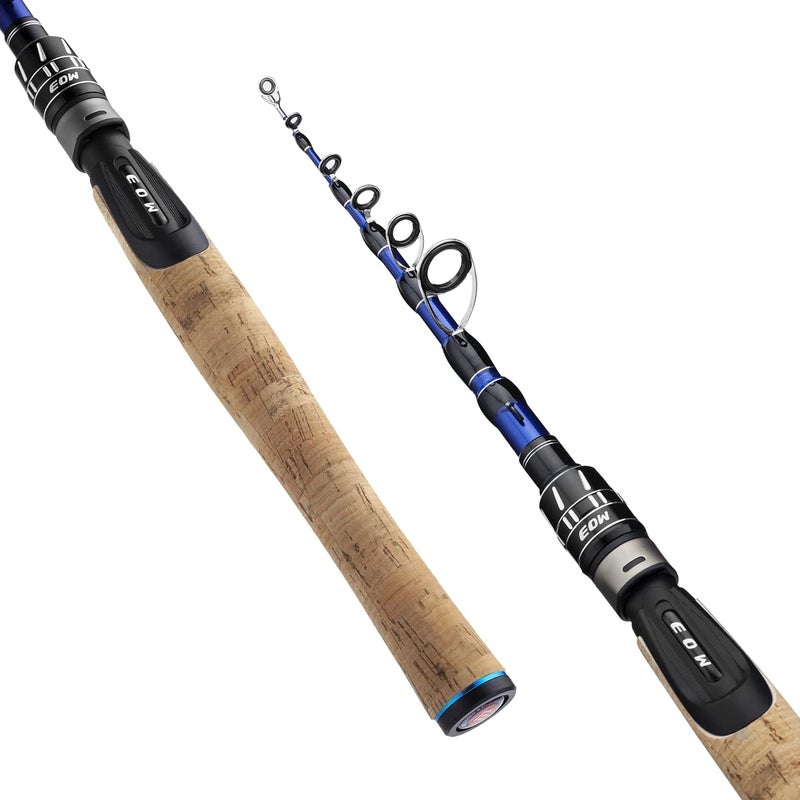EOW XPEDITE PRO Portable Telescopic Casting and Spinning Fishing Rods, 24T Carbon Blanks & Solid Carbon Tip, Cork Handle, Travel Rod, Short Collapsible Rods - Image 5